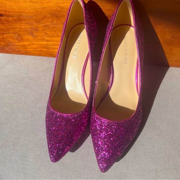 MARC FISHER Mfdarreny Fuschia Glitter Pointed Toe Stilleto Pumps Size 8 - Picture 6 of 12